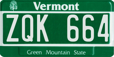 VT license plate ZQK664