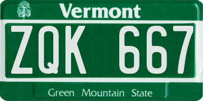 VT license plate ZQK667