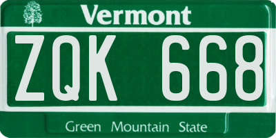 VT license plate ZQK668