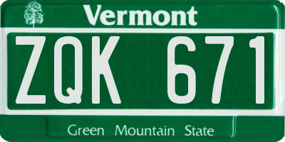 VT license plate ZQK671
