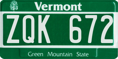 VT license plate ZQK672
