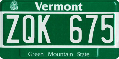 VT license plate ZQK675