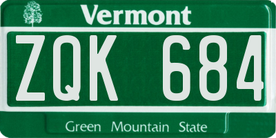 VT license plate ZQK684