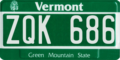VT license plate ZQK686