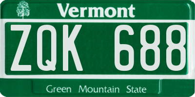 VT license plate ZQK688