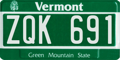 VT license plate ZQK691