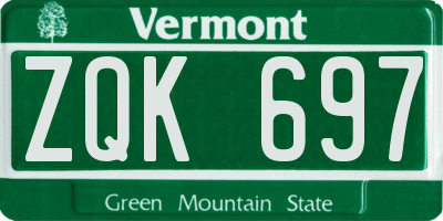 VT license plate ZQK697