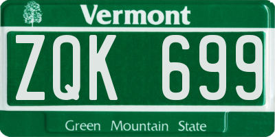 VT license plate ZQK699