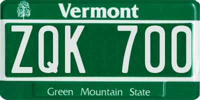 VT license plate ZQK700