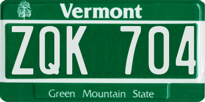 VT license plate ZQK704