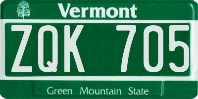 VT license plate ZQK705