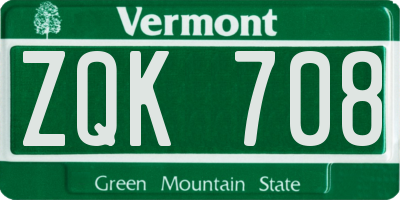 VT license plate ZQK708