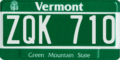 VT license plate ZQK710