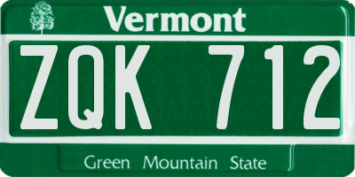 VT license plate ZQK712