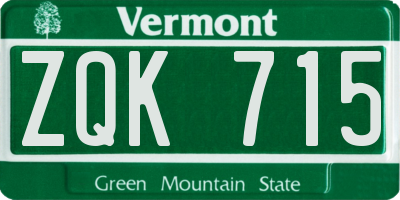 VT license plate ZQK715