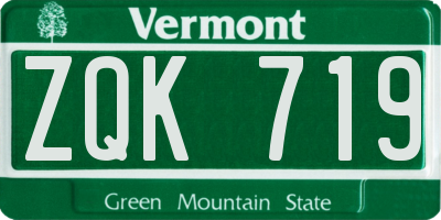 VT license plate ZQK719