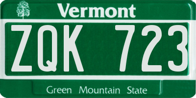 VT license plate ZQK723