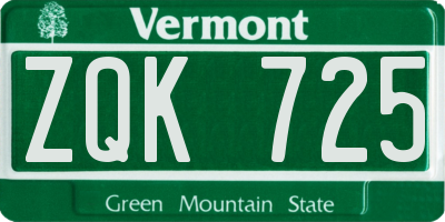 VT license plate ZQK725