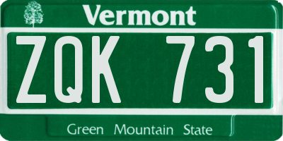 VT license plate ZQK731