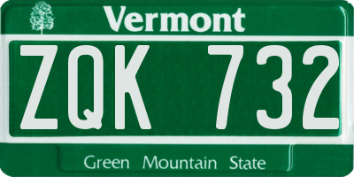 VT license plate ZQK732