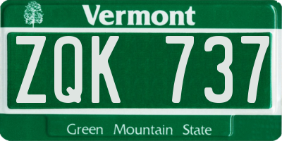 VT license plate ZQK737