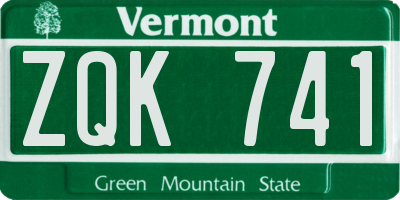 VT license plate ZQK741