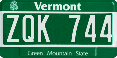 VT license plate ZQK744