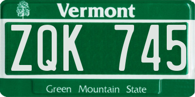 VT license plate ZQK745