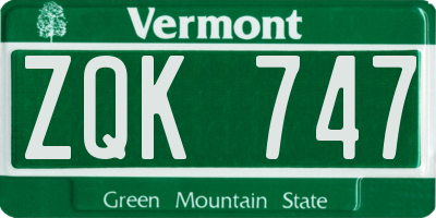 VT license plate ZQK747