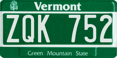 VT license plate ZQK752