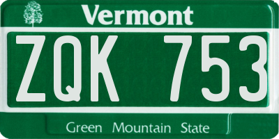 VT license plate ZQK753