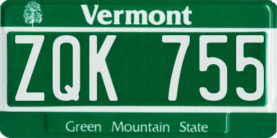 VT license plate ZQK755