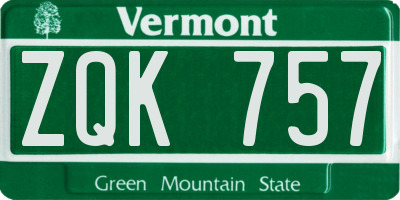 VT license plate ZQK757