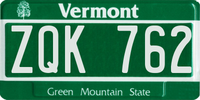 VT license plate ZQK762