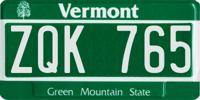 VT license plate ZQK765