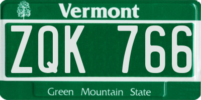 VT license plate ZQK766