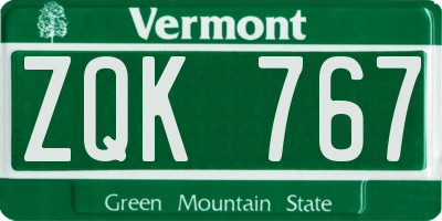 VT license plate ZQK767