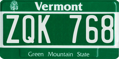 VT license plate ZQK768