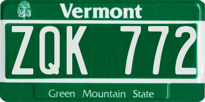VT license plate ZQK772