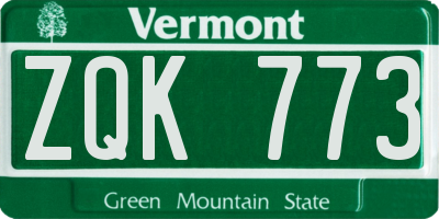 VT license plate ZQK773