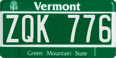 VT license plate ZQK776
