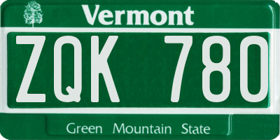 VT license plate ZQK780