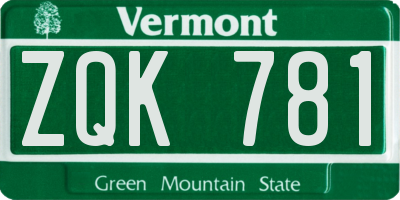VT license plate ZQK781
