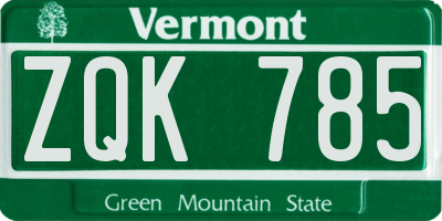 VT license plate ZQK785