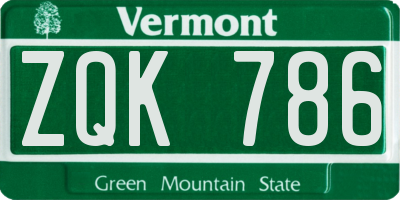 VT license plate ZQK786