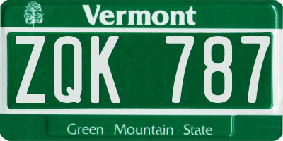 VT license plate ZQK787