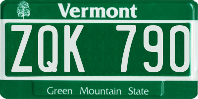 VT license plate ZQK790