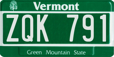 VT license plate ZQK791