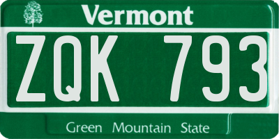 VT license plate ZQK793