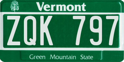 VT license plate ZQK797